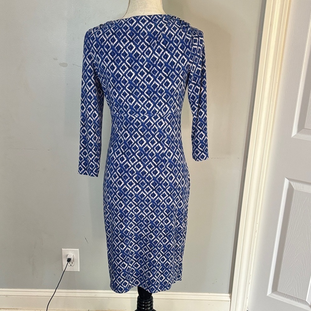 Ralph Lauren Blue Geometric Long Sleeve Dress - Picture 3 of 7